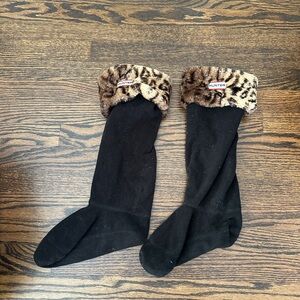 Hunter Boot Liners with Leopard Cuff